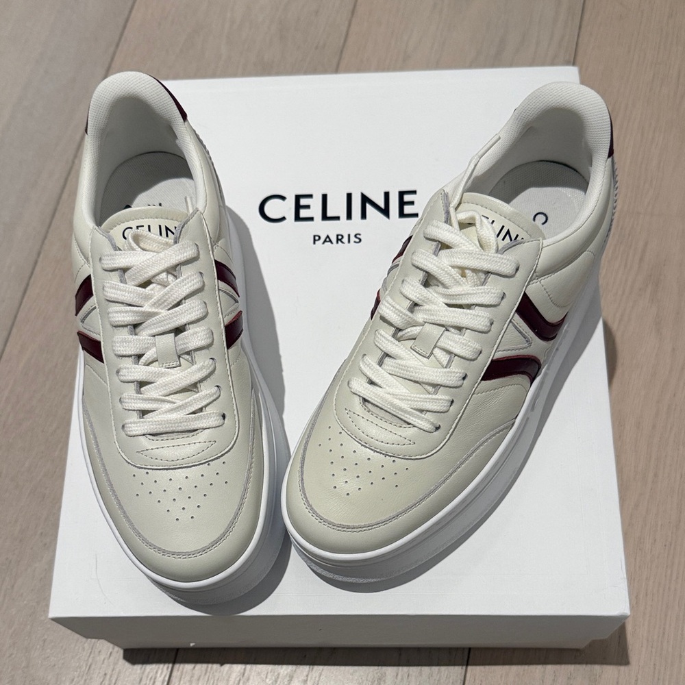Celine Women’s Sneakers in White and Burgundy